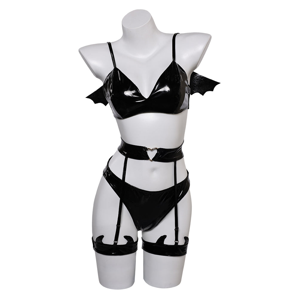 Devil Bat 3 Piece Sexy Bikinis Set Lingerie for Women Cosplay Costume Outfits Halloween Carnival Suit