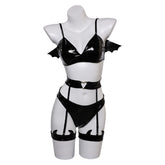 Devil Bat 3 Piece Sexy Bikinis Set Lingerie for Women Cosplay Costume Outfits Halloween Carnival Suit