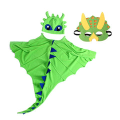 Dinosaur Cloak Hat Mask 3 Piece Set For Kids Children Cosplay Costume Outfits Halloween Carnival Suit