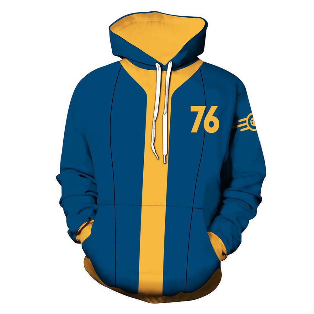 Fallout TV Vault 76 Dweller Adult Cosplay Printed Hoodie Hooded Sweatshirt Men Women Casual Pullover Hoodie