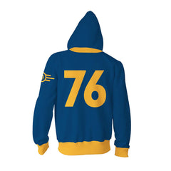 Fallout Vault 76 Dweller Adult Cosplay Printed Hoodie Hooded Sweatshirt Men Women Casual Zip Up Hoodie