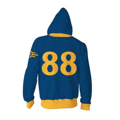 Fallout Vault 88 Dweller Adult Cosplay Printed Hoodie Hooded Sweatshirt Men Women Casual Zip Up Hoodie