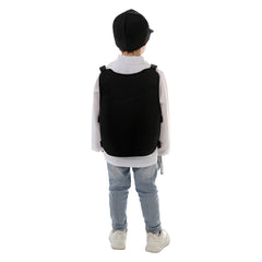 FBI Police Kids Children Black Uniform Accessories 4 Piece Set Cosplay Outfits Halloween Party Suit
