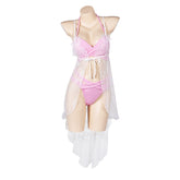 Final Fantasy VII Aerith Gainsborough Pink Bikini Beach Swimsuit Swimwear Cosplay Costume Outfits Halloween Carnival Suit