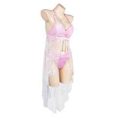 Final Fantasy VII Aerith Gainsborough Pink Bikini Beach Swimsuit Swimwear Cosplay Costume Outfits Halloween Carnival Suit