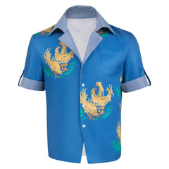 Final Fantasy VII Cloud Strife Cloud Chocobo Adult Cosplay Printed Blue Beach Shirt Casual Street T-shirt