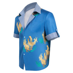 Final Fantasy VII Cloud Strife Cloud Chocobo Adult Cosplay Printed Blue Beach Shirt Casual Street T-shirt