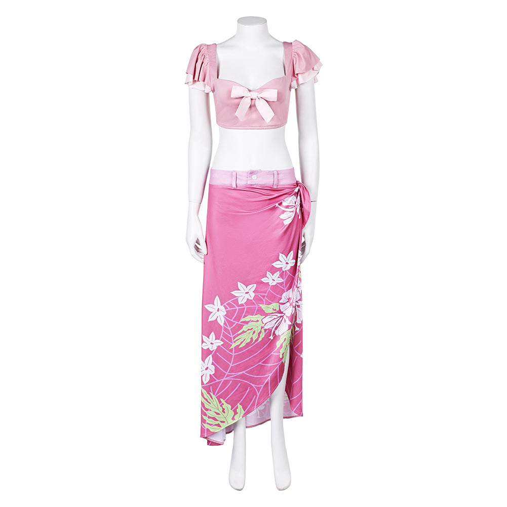 Final Fantasy VII Rebirth Aerith Gainsborough Printed Sunscreen Beach Skirt Set Cosplay Costume Outfits Halloween Carnival Suit