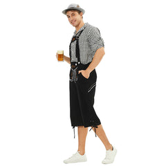 German Bavarian Munich Beer Festival Clothing Oktoberfest Black Top Pants Set For Adult Men Halloween Carnival Party Suit