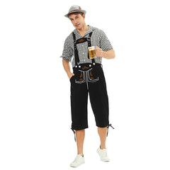 German Bavarian Munich Beer Festival Clothing Oktoberfest Black Top Pants Set For Adult Men Halloween Carnival Party Suit