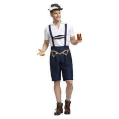 German Bavarian Munich Beer Festival Lederhose Men Classic Suspender Pants Cosplay Costume Outfits Halloween Carnival Suit