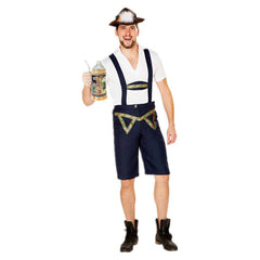 German Bavarian Munich Beer Festival Lederhose Men Classic Suspender Pants Cosplay Costume Outfits Halloween Carnival Suit