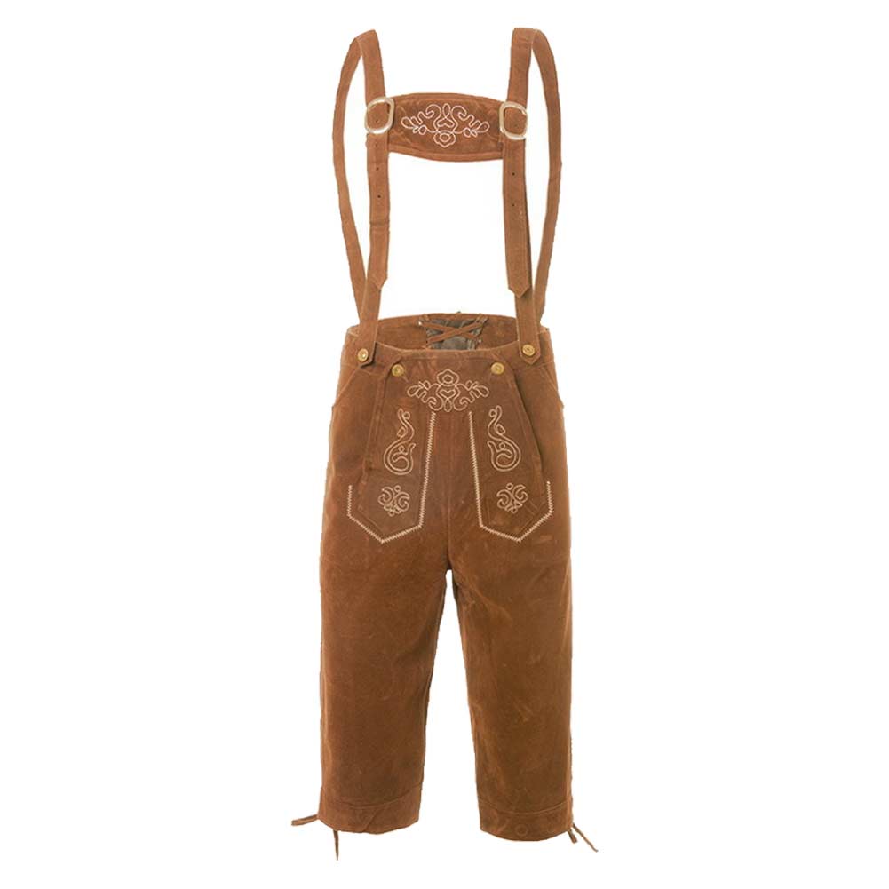 German Bavarian Munich Beer Festival Men Vintage Retro Brown Suspender Pants Overalls Cosplay Costume Outfits Halloween Carnival Suit