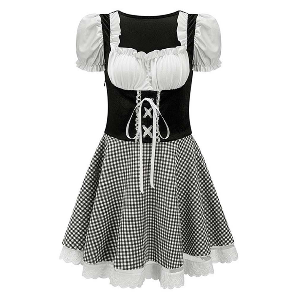 German Bavarian Munich Beer Festival Retro Vintage Classic Women Black Dress Cosplay Costume Outfits Halloween Carnival Suit