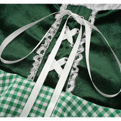 German Bavarian Munich Beer Festival Retro Vintage Classic Women Green Dress Cosplay Costume Outfits Halloween Carnival Suit