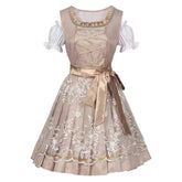 German Bavarian Munich Beer Festival Women 3Piece Classic Dress Apron Lingings Set Cosplay Costume Outfits Halloween Carnival Suit
