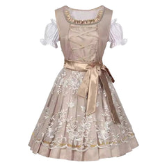 German Bavarian Munich Beer Festival Women 3Piece Classic Dress Apron Lingings Set Cosplay Costume Outfits Halloween Carnival Suit