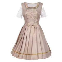 German Bavarian Munich Beer Festival Women 3Piece Classic Dress Apron Lingings Set Cosplay Costume Outfits Halloween Carnival Suit