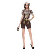 German Bavarian Munich Beer Festival Women Classic Brown Beer Suit Suspender Pants Cosplay Costume Outfits Halloween Carnival Suit