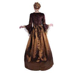 Halloween Adult Women Retro Medieval Brown Princess Dress Cosplay Outfits Halloween Party Suit