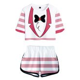 Hazbin Hotel Angel Dust Adult T-shirt and Shorts Set Cosplay Costume Outfits Halloween Carnival Suit
