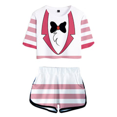 Hazbin Hotel Angel Dust Adult T-shirt and Shorts Set Cosplay Costume Outfits Halloween Carnival Suit