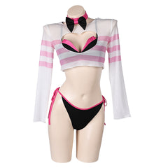 Hazbin Hotel Angel Dust Women Bikini 3 Piece Set Cover Up Swimsuit Cosplay Costume Outfits Halloween Carnival Suit