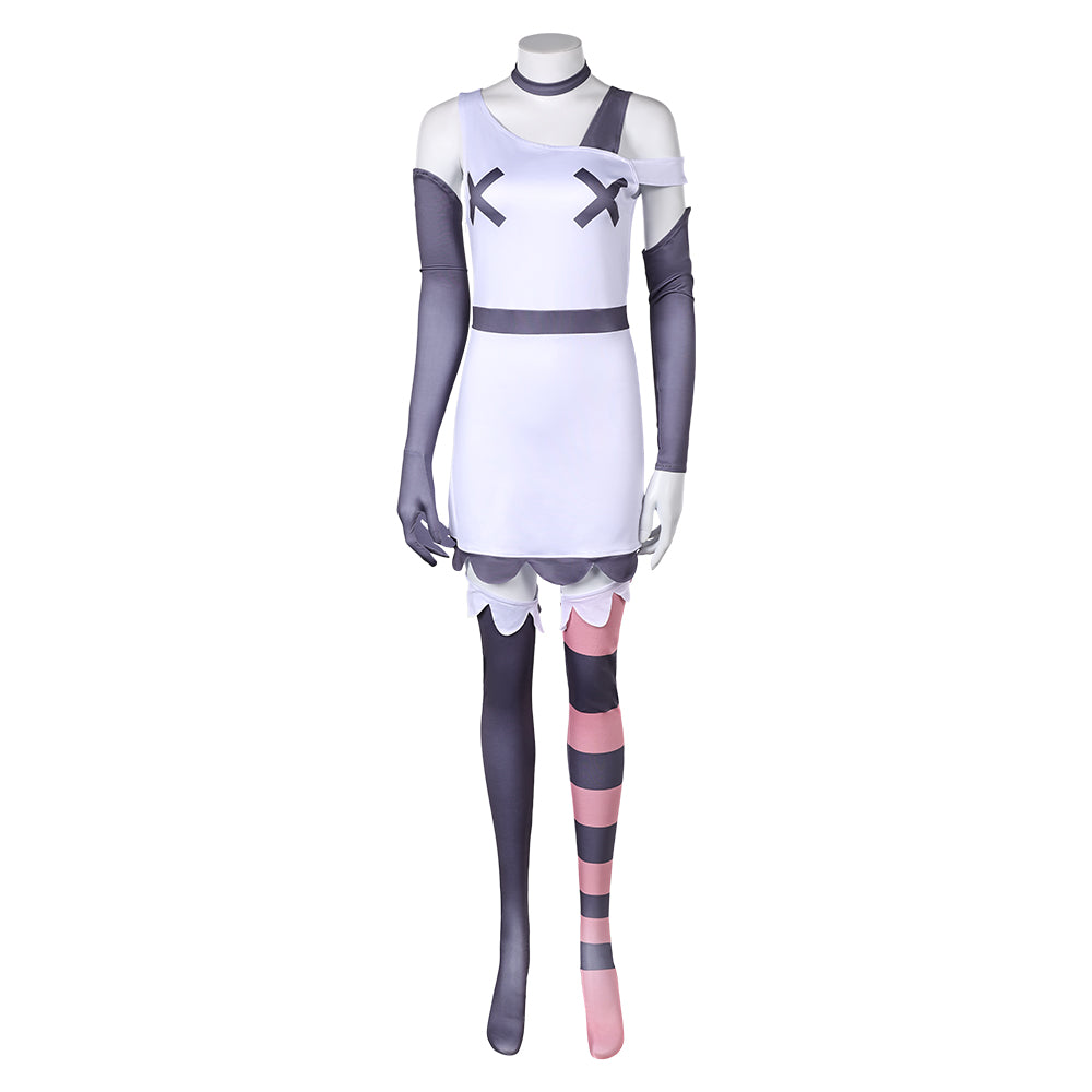Hazbin Hotel TV Vaggie Women White Dress Set Cosplay Costume Outfits Halloween Carnival Suit