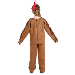 Indian Native Kids Girls 3 Piece Top Pants Headgear Set Cosplay Outfits Halloween Party Suit