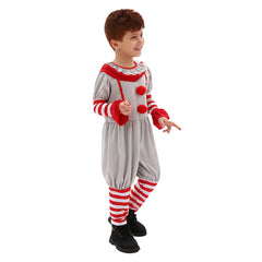 It Pennywise Kids Boys Grey Jumpsuit Cosplay Costume Outfits Halloween Carnival Suit