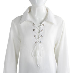 Kids Boys Medieval Pirate White Drawstring Shirt Cosplay Outfits Halloween Carnival Suit