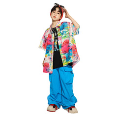 Kids Children Hip-hop 2024 Short Sleeved Shirt Pants Set Cosplay Costume Outfits Halloween Carnival Suit 