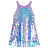 Kids Girls Purple Sequin Tutu Evening Dress Cosplay Outfits Halloween Party Suit