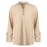 Medieval Cotton and Linen Long Sleeved Shirt For Men 2024 Cosplay Costume Outfits Halloween Carnival Suit