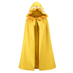 Medieval Lace Girls Princess Yellow Hooded Cape Cosplay Outfits Halloween Party Suit
