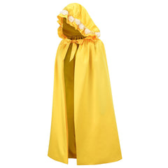 Medieval Lace Girls Princess Yellow Hooded Cape Cosplay Outfits Halloween Party Suit