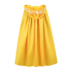 Medieval Lace Girls Princess Yellow Hooded Cape Cosplay Outfits Halloween Party Suit