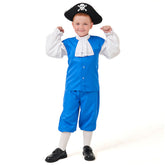 Medieval Vikings Pirate Captain Cosplay Kids Boys Blue Outfits Costume Halloween Carnival Suit