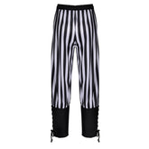 Medieval Vintage Stripe Strap Pirate Men Women Ankle Banded Pants Cosplay Costume Outfits Halloween Carnival Suit