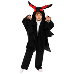 Mothman Cosplay Kids Children Hooded Costume Cloak Halloween Carnival Accessories