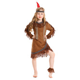 Native Indian Clothings For Little Kids Girls 5 Piece Set Cosplay Outfits Halloween Party Suit