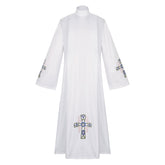 Pastor Uniform With Jacquard Blue Crucifixion God Father Cosplay Costume Outfits Halloween Carnival Suit