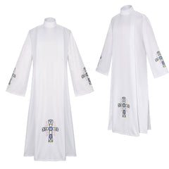 Pastor Uniform With Jacquard Blue Crucifixion God Father Cosplay Costume Outfits Halloween Carnival Suit