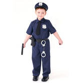 Police Short-sleeved Blue Uniform For Kids Boys 9 Piece Set Cosplay Outfits Halloween Party Suit