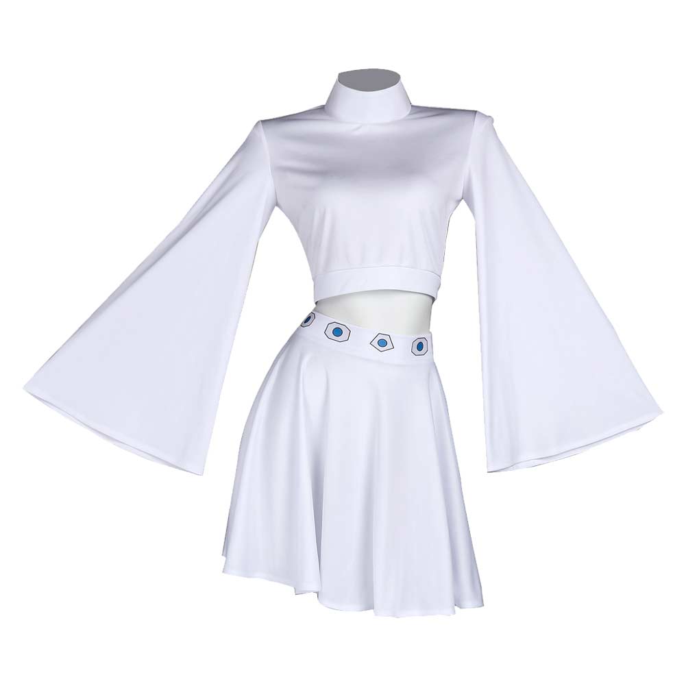 Princess Leia Women White Top Skirt Set Cosplay Costume Outfits Halloween Carnival Suit Original Design