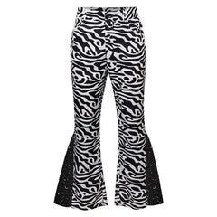 Retro 70s Disco Men's Sequin Zebra Flared Pants Cosplay Outfits Halloween Party Suit