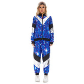 Retro 80s Women Disco Hip Hop Blue Starry Nights Color Block 2 Piece Sportswear Tracksuit Cosplay Outfits Halloween Party Suit