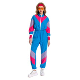 Retro 80s Workout 7 Piece Set for Adult Halloween Cosplay Costume Blue Hip Hop Outfits Halloween Carnival Suit