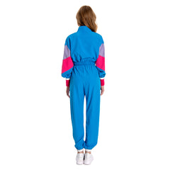 Retro 80s Workout 7 Piece Set for Adult Halloween Cosplay Costume Blue Hip Hop Outfits Halloween Carnival Suit