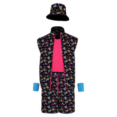 Retro Disco Ages 6 Piece Set Adult Men 80s Printed Black Workout Clothing Cosplay Costume Outfits Halloween Carnival Suit